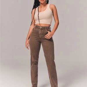 Brown Abercrombie 90s Straight Ultra High Rise Jeans Curve Love